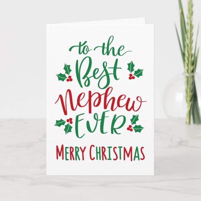 Best Nephew je frohe Weihnachts-Typografie Karte (Vorderseite)