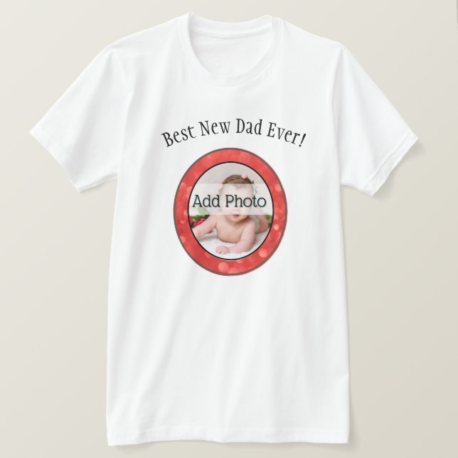Best New Papa Vater Familie Foto Weihnachtsrahmen T-Shirt (Design vorne)