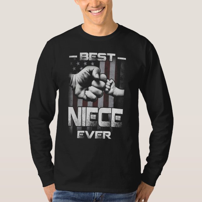 Best Niece Ever Fist bump USA Flag Father's Day T-Shirt (Vorderseite)