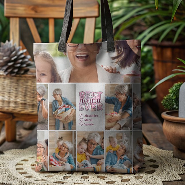 Best Nonna Ever Floral 10 Photo Collage Tasche (Von Creator hochgeladen)