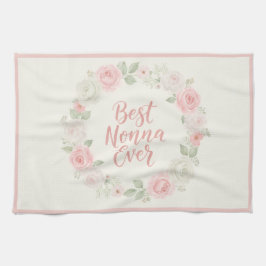 Best Nonna Ever Pink & Green Floral Wreath Geschirrtuch