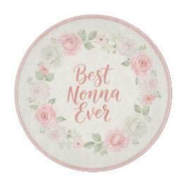 Best Nonna Ever Pink & Green Floral Wreath Schneidebrett