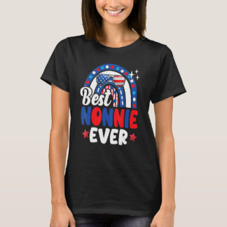 Best Nonnie Ever Rainbow Sunglasses Usa Flag 4. O T-Shirt