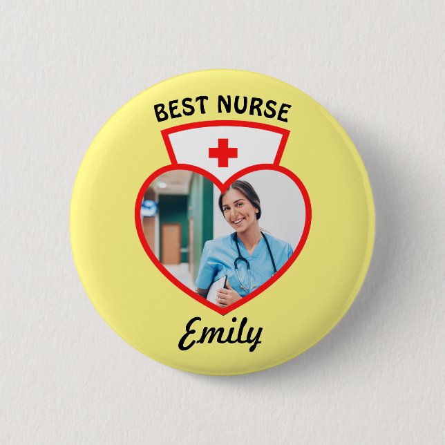 Best Nurse Niedliche Geburtstag Geschenk Ihren Fot Button (Vorderseite)