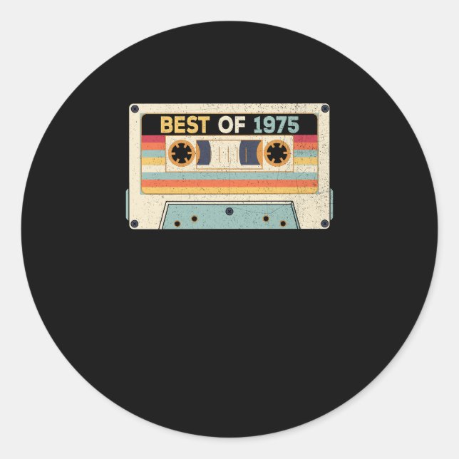 Best of 1975 Birthday Cassette Tape Runder Aufkleber (Vorderseite)