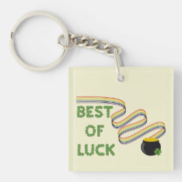 Best of Luck Greeting with Clovers and Rainbow Schlüsselanhänger