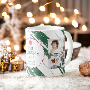 Best Oma 5 Fotos Weihnachtsstreifen grün Kaffeetasse