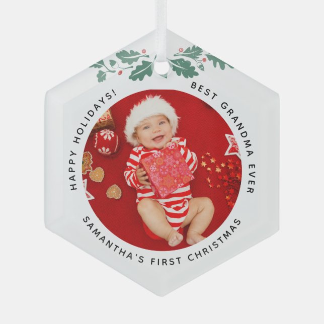 Best Oma Ever Baby Foto Ornament Aus Glas (Vorderseite)