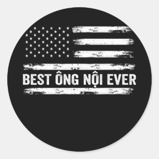 Best Ong Noi je USA Flag Vietnamesisch Opa Runder Aufkleber