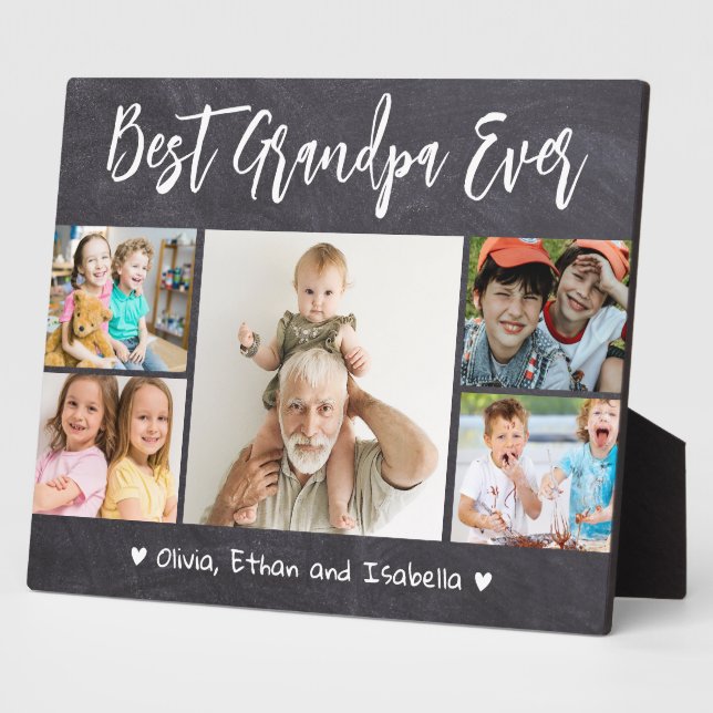 Best Opa Ever Grandkids 5 Foto Chalkboard Fotoplatte (Seite)