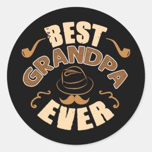 Best Opa Ever - Hut und Pipe Illustration Runder Aufkleber