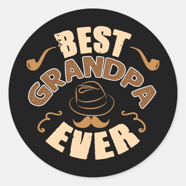 Best Opa Ever - Hut und Pipe Illustration Runder Aufkleber (Vorderseite)