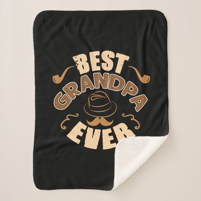 Best Opa Ever - Hut und Pipe Illustration Sherpadecke (Vorderseite)