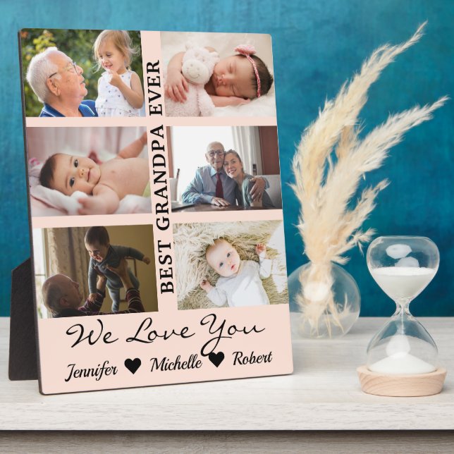 Best Opa je Custom Fotos Großkinder Name Fotoplatte (Seite)