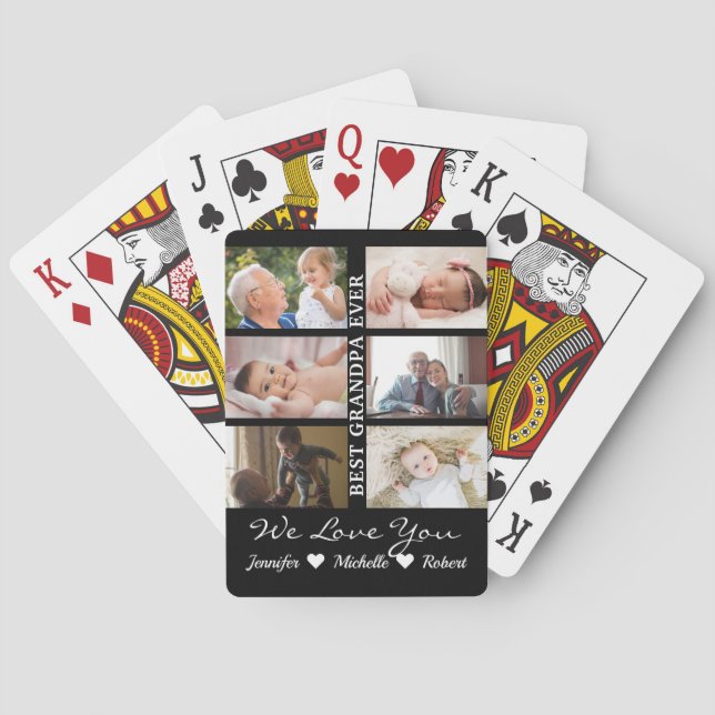 Best Opa je Custom Fotos Großkinder Name Spielkarten (Rückseite)