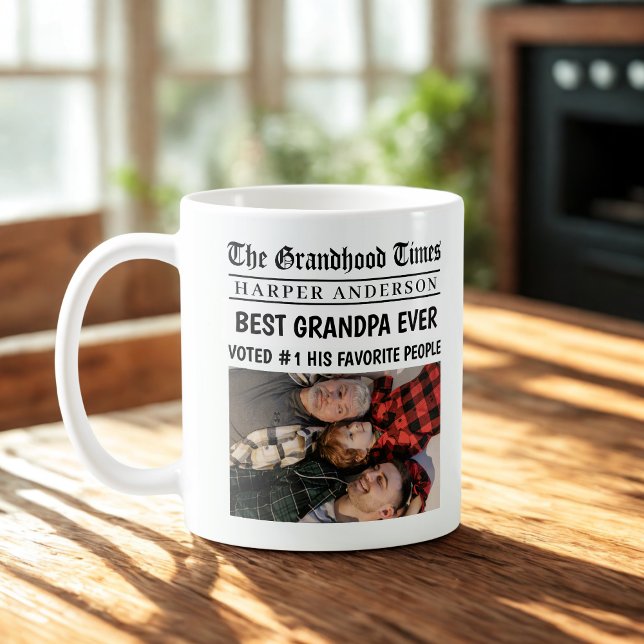 Best Opa je Custom Newspaper Headline Foto Kaffeetasse (Von Creator hochgeladen)