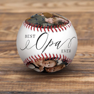 Best Opa je Script Vatertag 4 FotoCollage Baseball