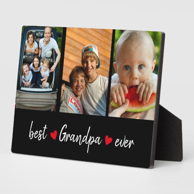 Best Opa jemals Black 3 Foto Custom Fotoplatte (Seite)