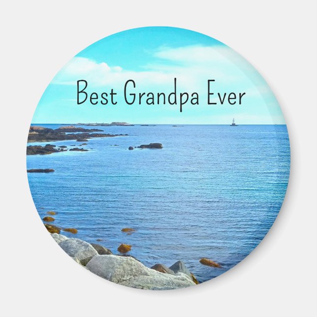 Best Opa jemals Blue Ocean Foto Azure Sky Magnet (Vorne)