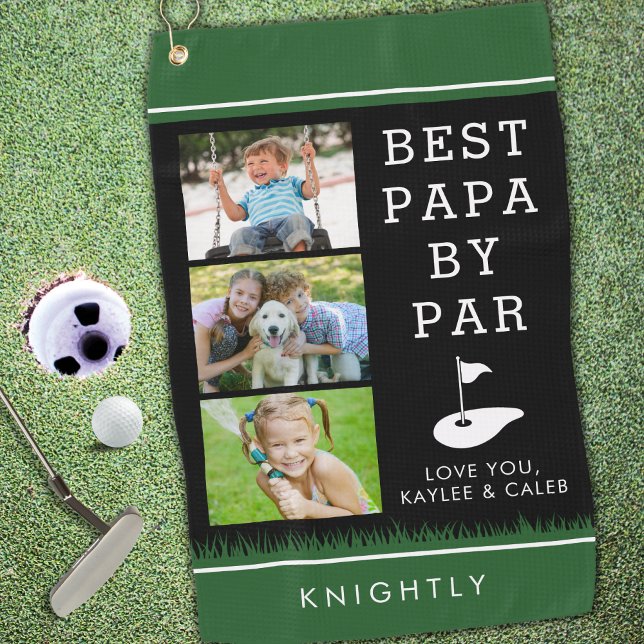 BEST PAPA BY PAR 3 FotoCollage Personalisiert Golfhandtuch (Von Creator hochgeladen)