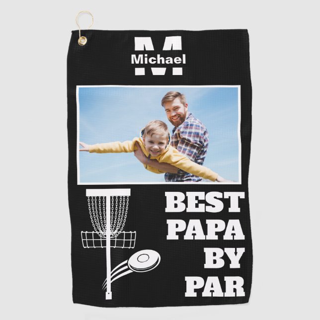 Best papa by par disk golf frisbee Custom Foto Golfhandtuch (Vorderseite)