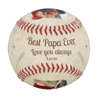 Best Papa Ever 2 Photo Dad Gift Keepsake Baseball