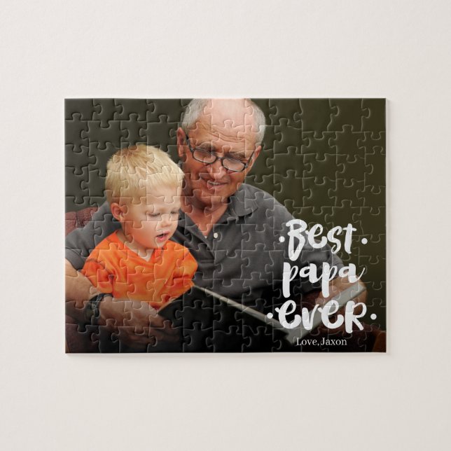 Best Papa Ever Custom Photo From Grandchild (Horizontal)