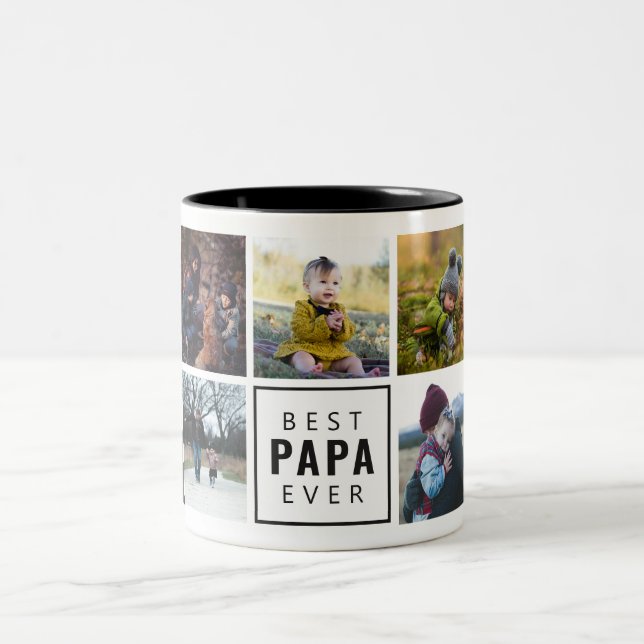 Best PAPA Ever Custom Photo Mug Zweifarbige Tasse (Mittel)