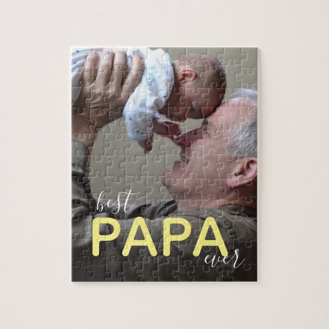 Best Papa Ever Foto Modernes Script Großa & Baby (Vertikal)