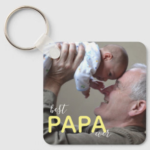 Best Papa Ever Grandpa & Baby Foto Modernes Skript Schlüsselanhänger