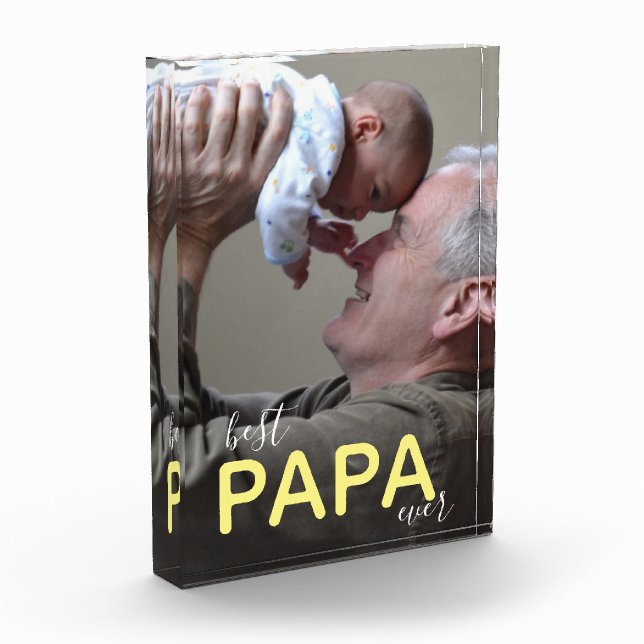 Best Papa Ever Moderne Handschrift Opa & Baby P Fotoblock (Links)