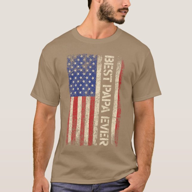 Best Papa Ever US American Flag Gifts For Fathers  T-Shirt (Vorderseite)