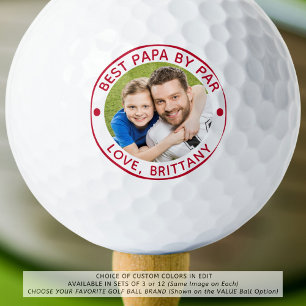 BEST PAPA NACH PAR Rotes Foto Golfball