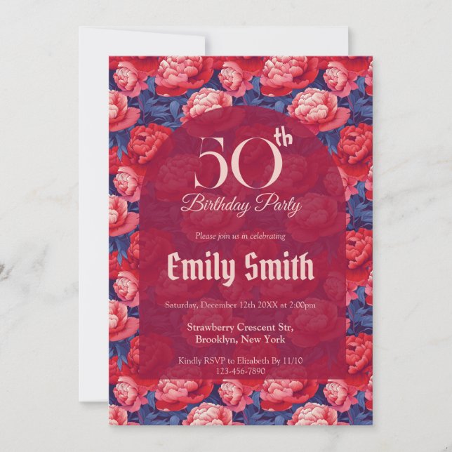 Best Peonies Floral 70Th Birthday Einladung (Vorderseite)