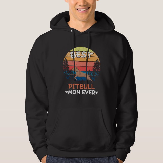 Best Pitbull Mom Ever Retro Vintage Hoodie (Vorderseite)