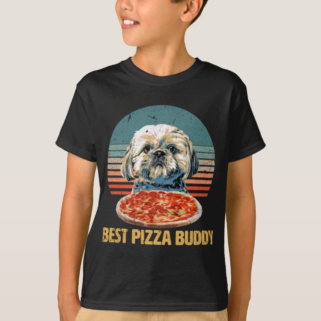 Best Pizza Buddy - Sweet Shih Tzu Lieben Pizza mit T-Shirt (Vorderseite)