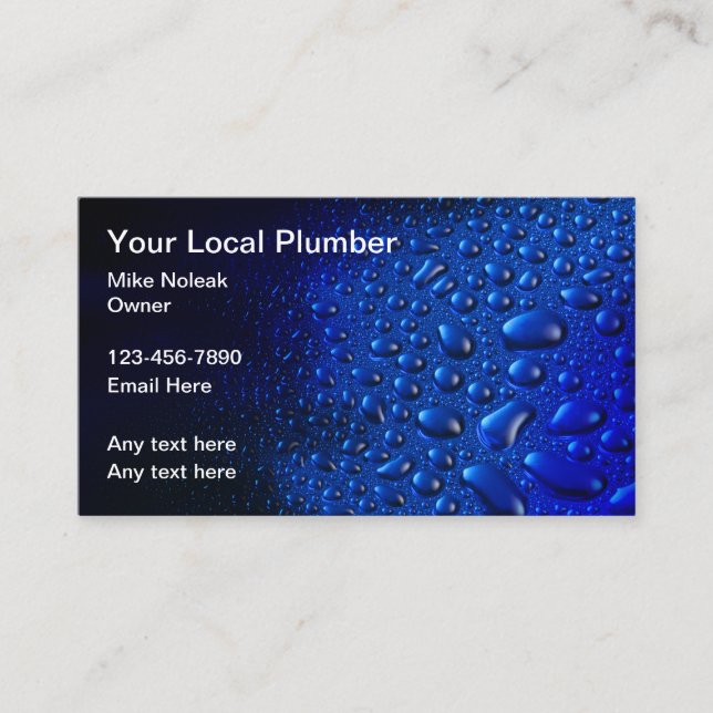Best Plumber Water senkt Visitenkarten ab Visitenkarte (Vorderseite)