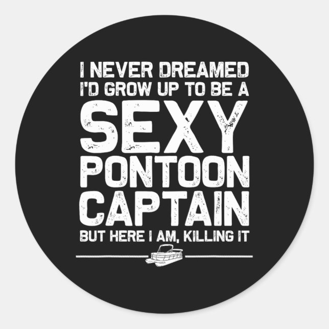 Best Pontoon Captain Art For Men Women Boating Pon Runder Aufkleber (Vorderseite)