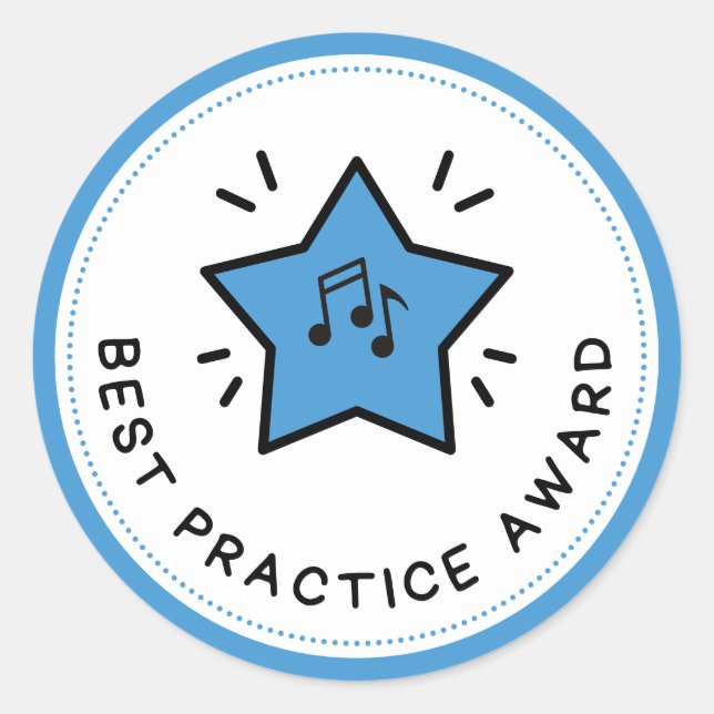 Best Practice Award Musiknoten Blue Teacher Runder Aufkleber (Vorderseite)