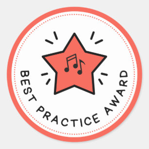 Best Practice Award Musiknoten Red Teacher Runder Aufkleber