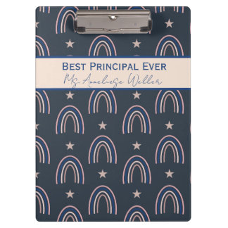 Best Principal Ever Personalized Boho Rainbow Klemmbrett
