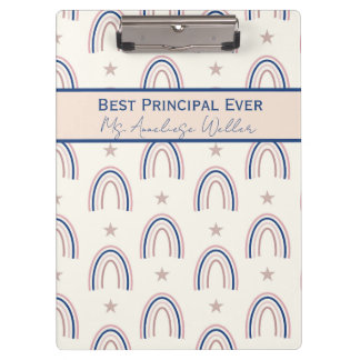 Best Principal Ever Personalized Boho Rainbow Klemmbrett