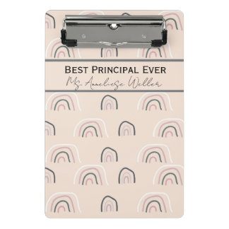 Best Principal Ever Personalized Boho Rainbow Mini Klemmbrett