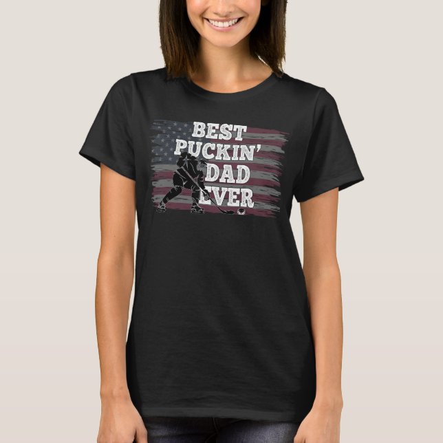 Best Puckin Vater Ever Shirt American Flag Hockey  (Vorderseite)