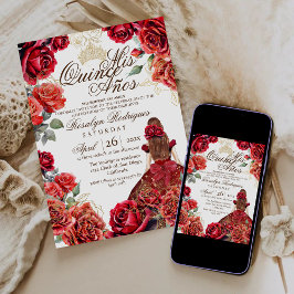 Best Quinceanera - Rote Rose Gold Einladung