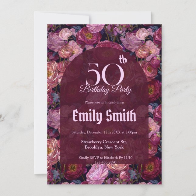 Best Ranunculus Accent Birthday Celebration Einladung (Vorderseite)