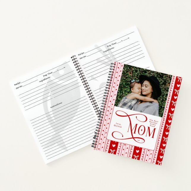 Best Recipes Mom Photo Coquette Stripes Pattern Notizbuch (Innenseite)