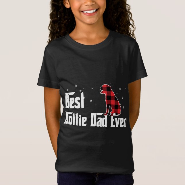 Best Rottie Vater je Rot Karierte Weihnachten Für  T-Shirt (Vorderseite)