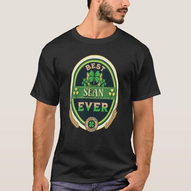 Best Sean Ever Persönlicher Name Irish Retro Beer  T-Shirt (Vorderseite)