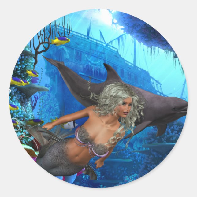 Best Seller Merrow Mermaid Runder Aufkleber (Vorderseite)